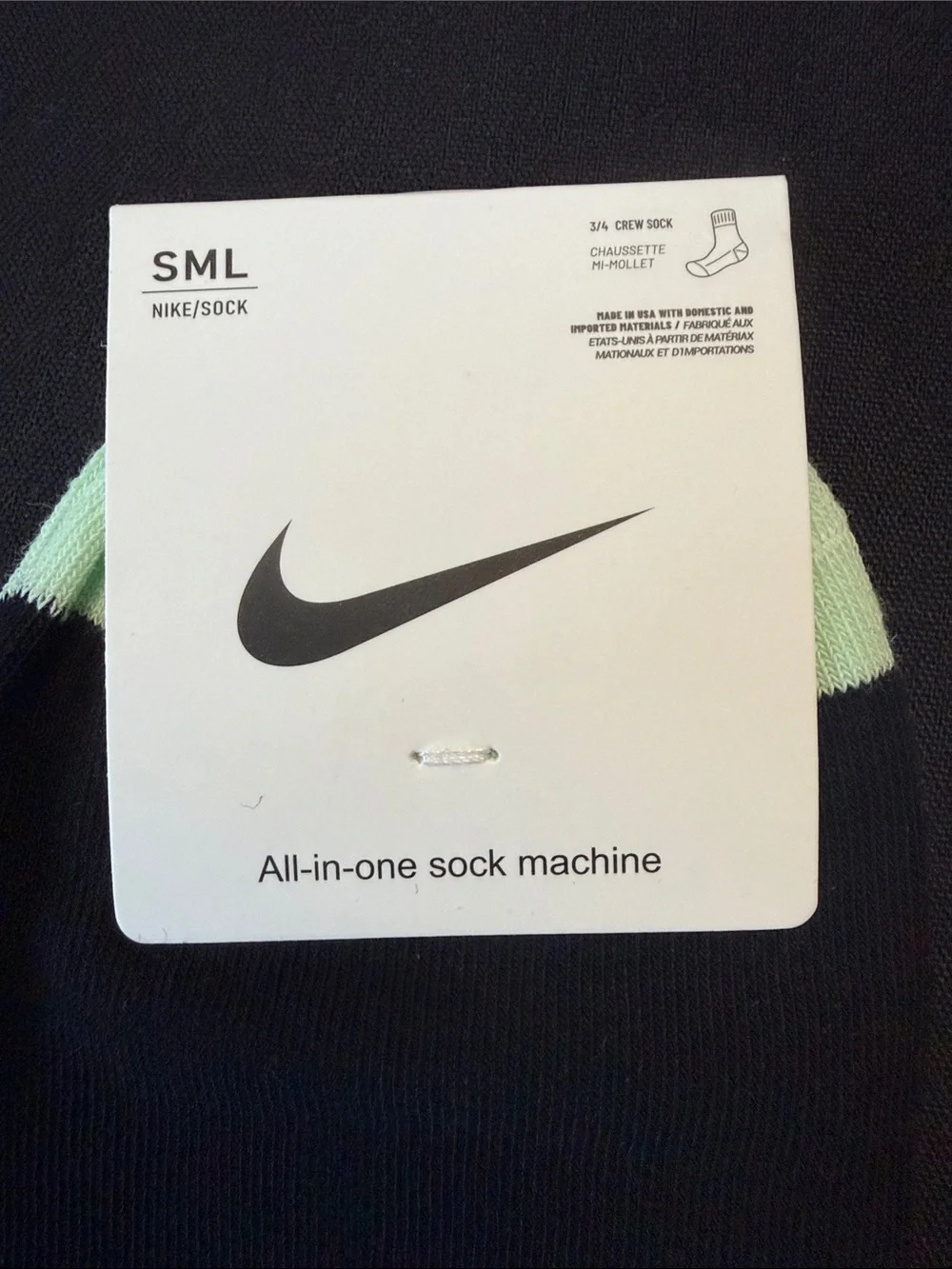 Nike Men’s Black & Light Green Athletic Crew Socks